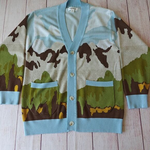 PacSun Scenic Cotton V-Neck Cardigan sz M - Picture 5 of 9